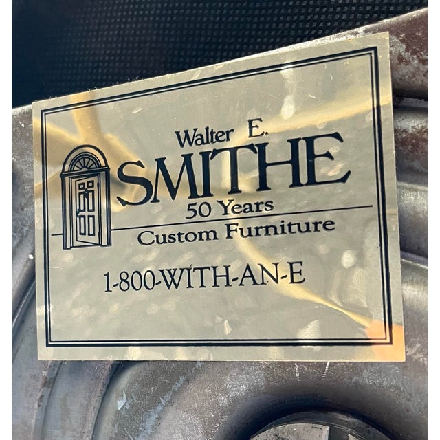 1990s Walter E Smith Wrought Iron and Leather Swivel Bar Stools- Set of 3 For Sale - Image 12 of 12