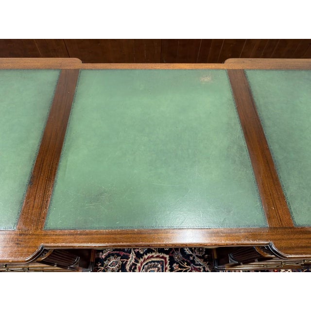 English Partner Desk in Teak and Leather For Sale - Image 17 of 18