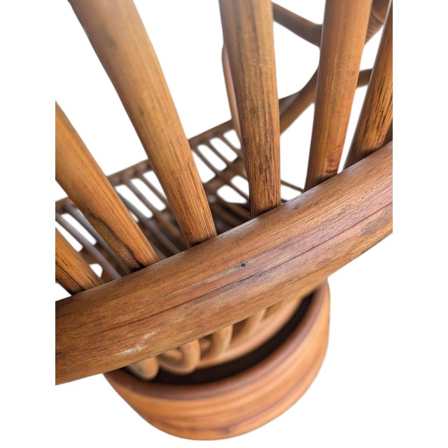 Mid-Century Modern Organic Bentwood Rattan Swivel Tub Chair For Sale - Image 16 of 18