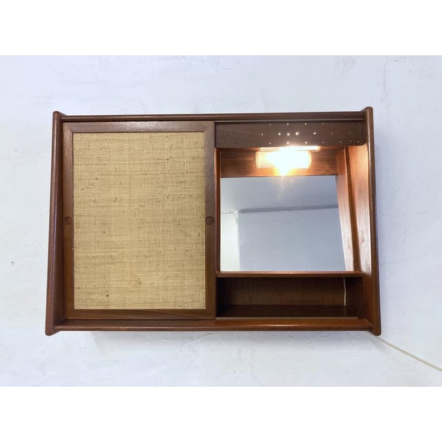1960s Teak Wall Cabinet with Mirror attributed to Arne Wahl Iversen for Brenderup, Denmark, 1960s For Sale - Image 5 of 15