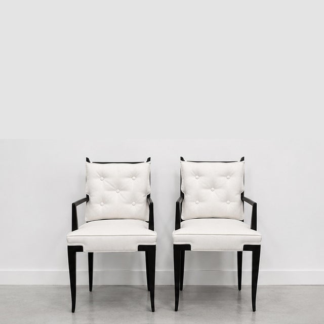 1950s Tommi Parzinger Attr. Double X-Back Dining Chairs, Mid-Century, White Linen, Circa 1950 For Sale - Image 5 of 10