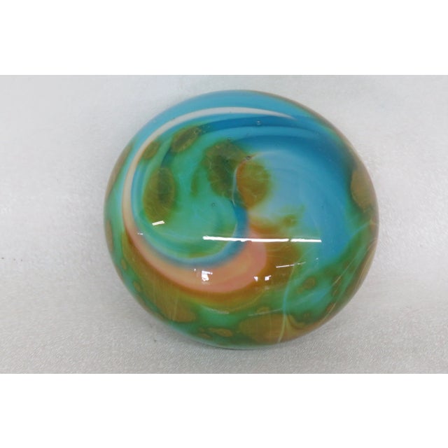 Hand Blown Art Glass Paperweight Tie Dye Style For Sale - Image 12 of 12