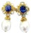 Bochic “Capri” Classic, Sapphire, Topaz & Pearl Earrings Set In 18K Gold &Silver For Sale