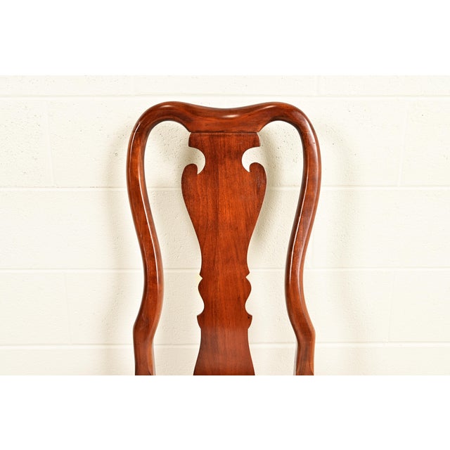 Thomasville Queen Anne Carved Solid Mahogany Dining Chairs | Set of Four For Sale In South Bend - Image 6 of 13