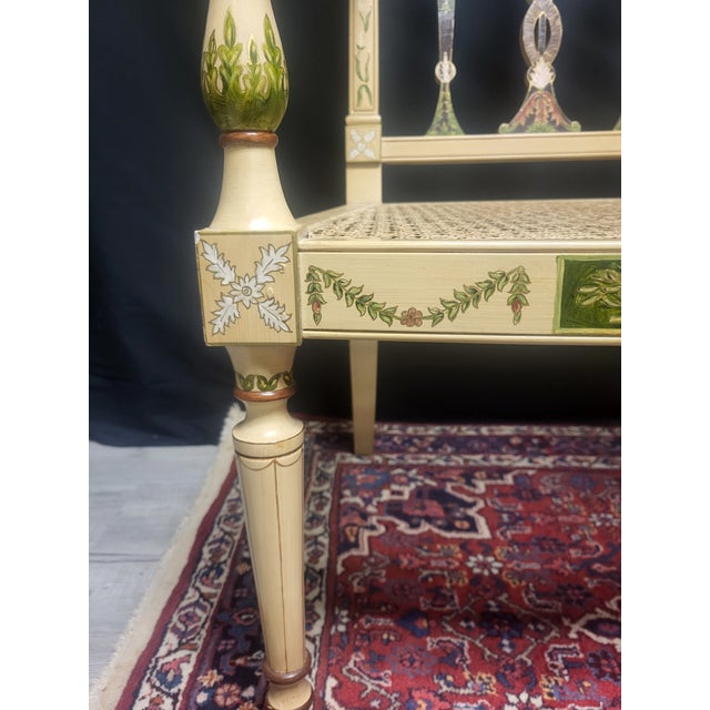 Hand-Painted Caned Armchairs – Pair For Sale - Image 12 of 17