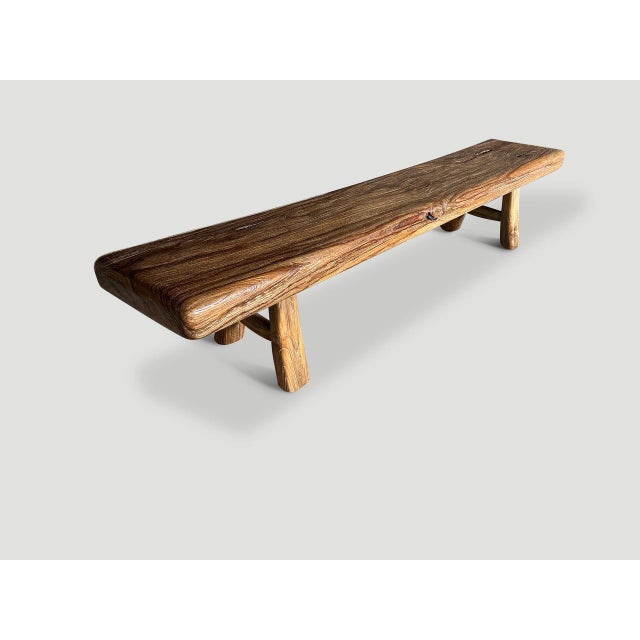 Andrianna Shamaris Mid Century Couture Teak Wood Bench For Sale - Image 11 of 18