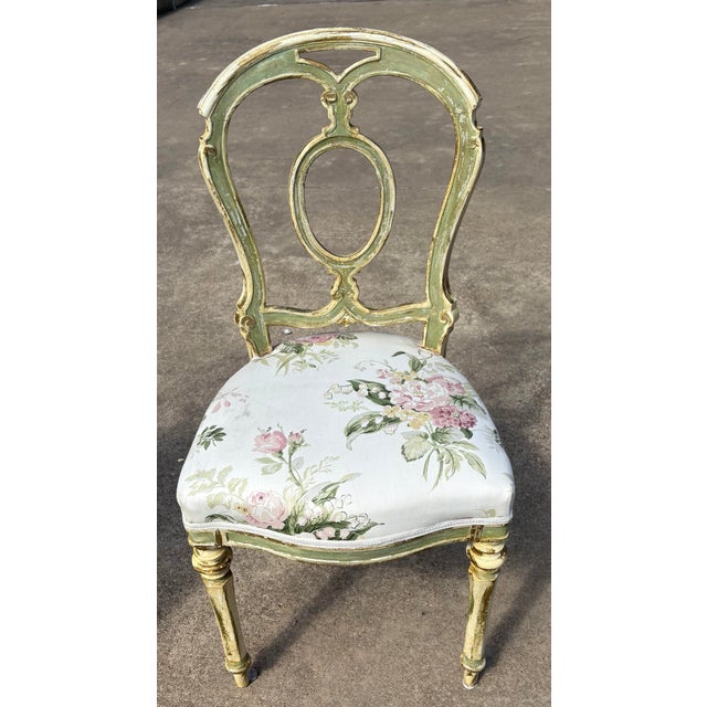 Green Antique French Louis XVI Painted Side Chairs - A Pair For Sale - Image 8 of 12