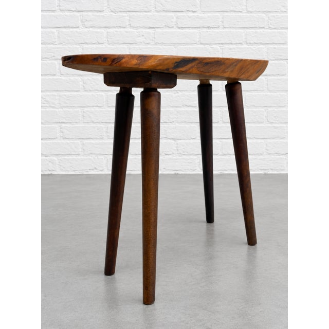 Contemporary Signed Roy Sheldon Live Edge Stool Side Table, Vermont 1972, American Studio Craft, C. 1972 For Sale - Image 3 of 12