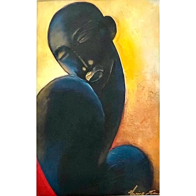 On offer is a mixed media portrait by Maurice Evans, a contemporary African American artist whose work rose to prominence...