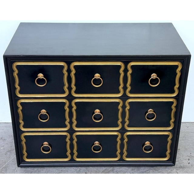 Dorothy Draper España Black Lacquer Chest for Heritage, Hollywood Regency, 1950s For Sale - Image 12 of 14