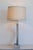 19th Century French Gustavian Lyre Table Lamp in Distressed Wood with Shade For Sale - Image 4 of 9