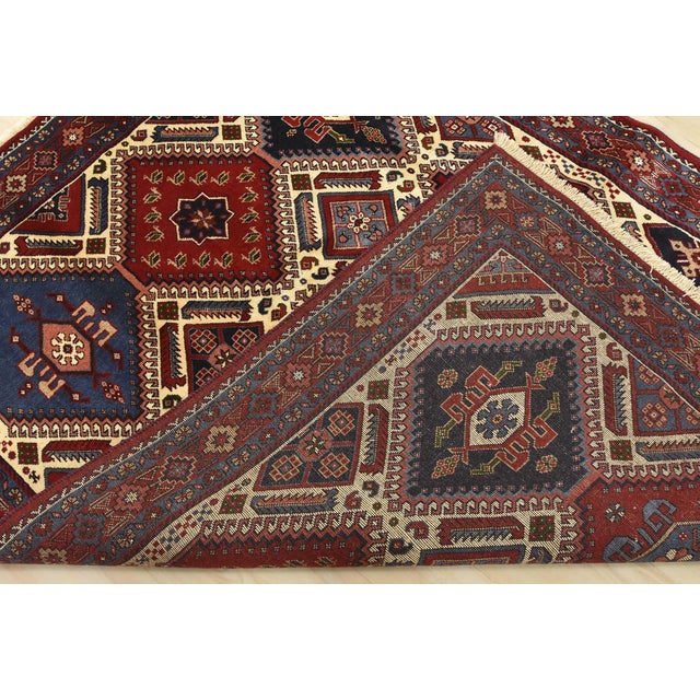 Yalameh Rug 5'1'' X 6'7'' Ivory Wool Vintage Tribal Hand-Knotted Oriental Carpet For Sale - Image 12 of 13