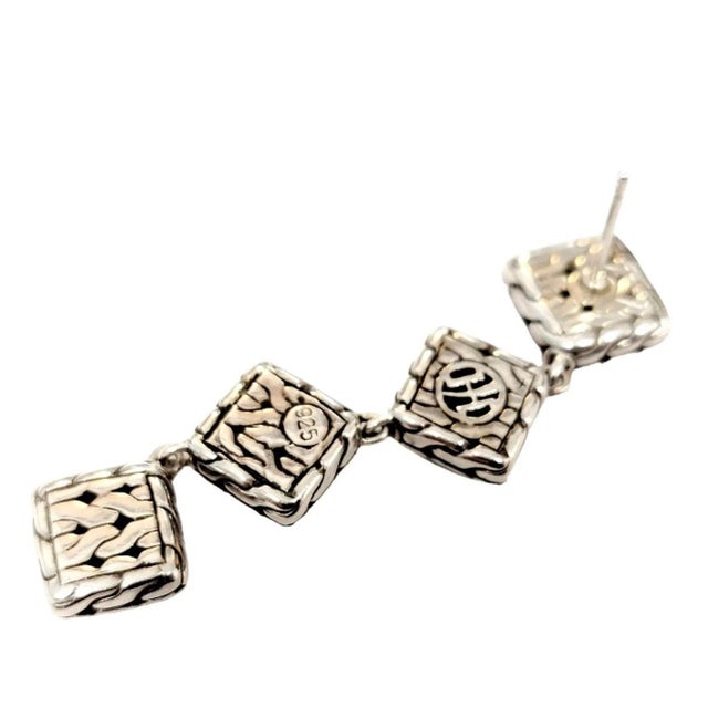 Modern Late 20th Century John Hardy Estate Palu Hammered Drop Earrings 2" Silver, A Pair For Sale - Image 3 of 12