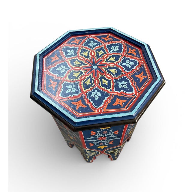 A stunning, newly handcrafted octagonal side table. Originating from the artisan workshops of Morocco, this piece...