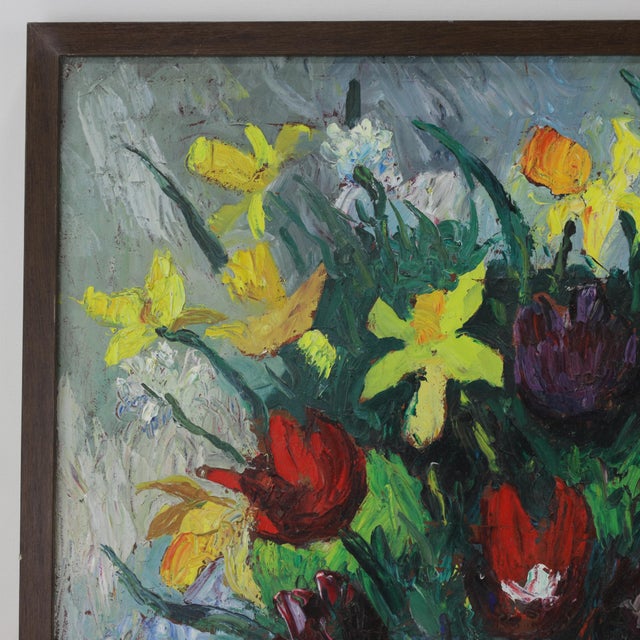 Framed Still Life Oil Painting of Colorful Flowers in Vase Signed by Nandor Vagh-Weinmann For Sale - Image 4 of 10
