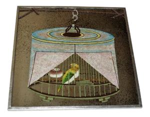 Dransfield & Ross Antiqued Mirror Chinoiserie Birdcage Square Placemat