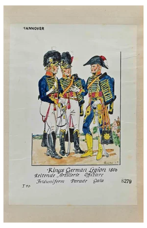 Herbert Knotel, German Legion 1806, Original Ink & Watercolor Drawing, 1940s