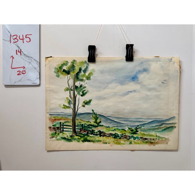Paper Henry Emil Salloch Original Watercolor on Paper Upland Pasture. For Sale - Image 7 of 7