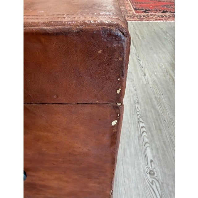 Wood Antique Anglo-Indian Leather Campaign Trunk For Sale - Image 7 of 12