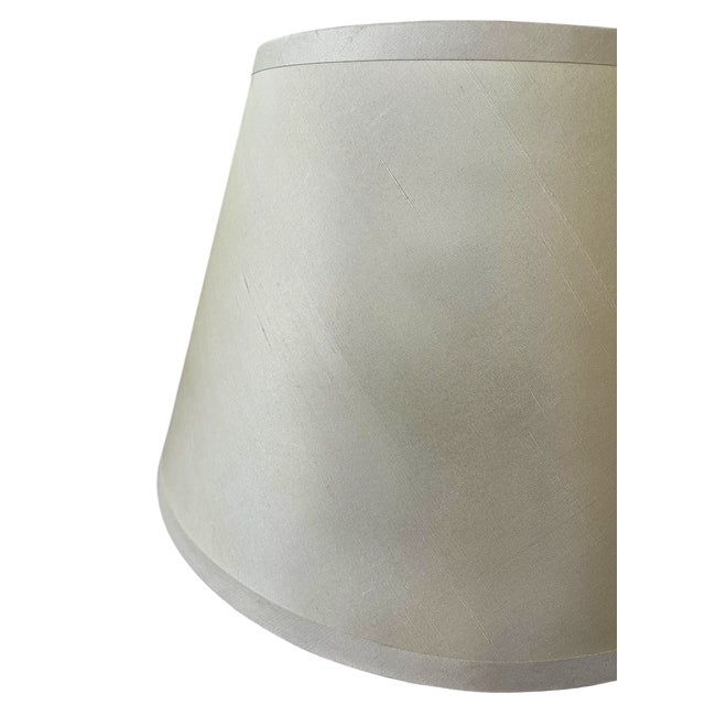 Restoration Hardware Restoration Hardware Large Ivory Sand Champagne Silk Drum Empire Lampshade – 16" Diameter For Sale - Image 4 of 10