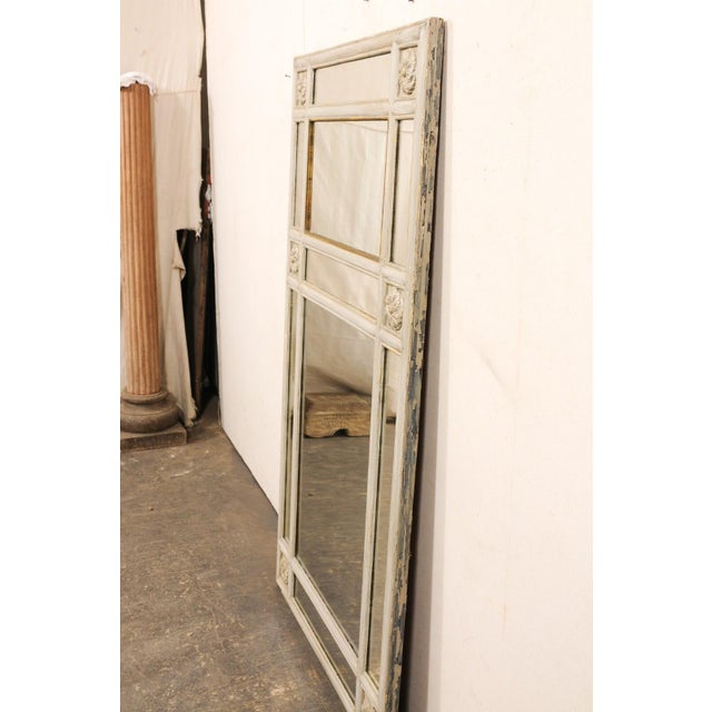 Tan 19th Century Antique French Glass Panel & Floral Mirror For Sale - Image 8 of 12