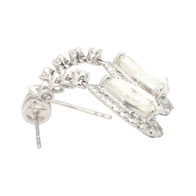 Metal Gia Certified 7.51 Carat Total Pear Cut Diamond Drop Earrings in 18k White Gold - 2 Pieces For Sale - Image 7 of 10