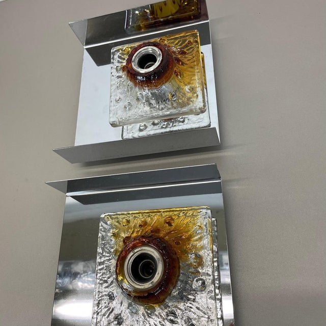 Murano Glass and Chrome Metal Wall Lights from Mazzega, Italy, 1970s, Set of 2 For Sale - Image 11 of 18