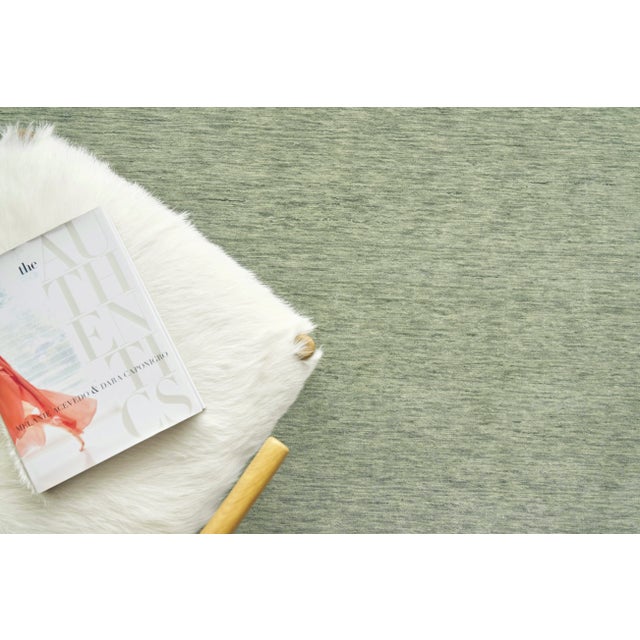 2020s Exquisite Rugs Roche Handmade New Zealand Wool Green Rug-6'X9' For Sale - Image 5 of 6