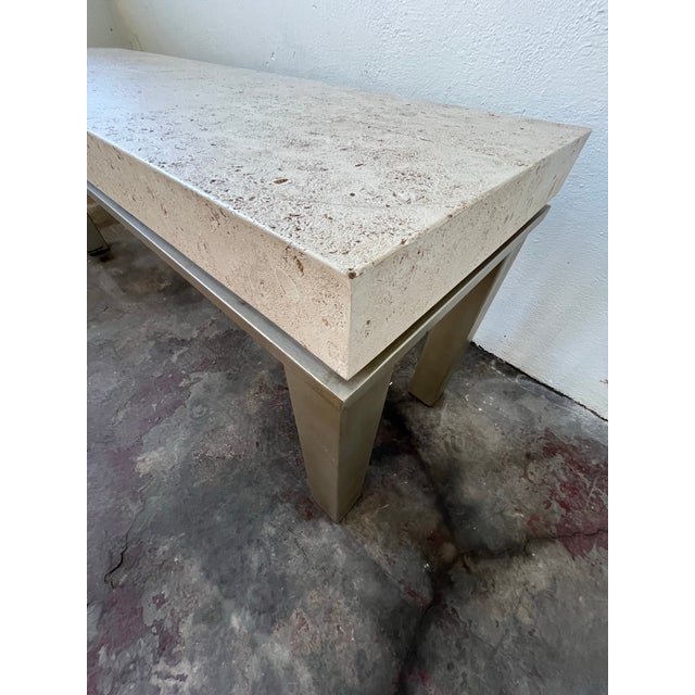 Karl Springer Style Faux Stone Coffee Table, Metal & Resin, Usa For Sale In New York - Image 6 of 12