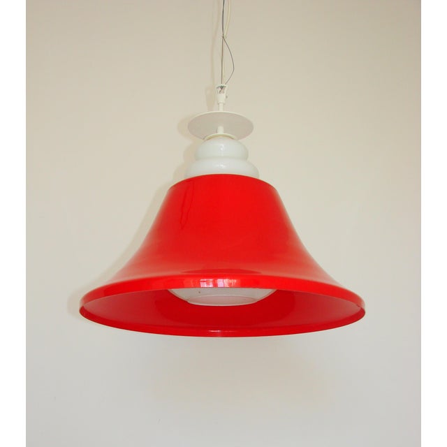 Space Age Pendant Light in Red Glass, 1970s For Sale - Image 6 of 11