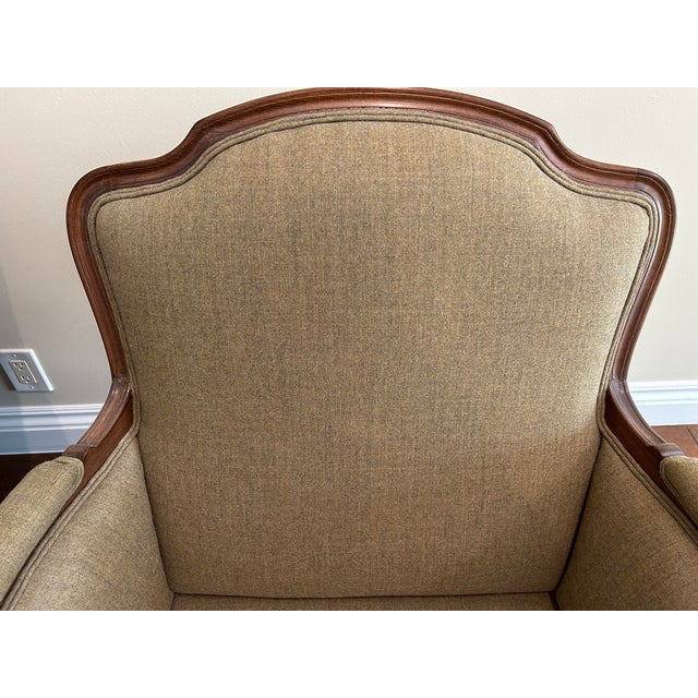 Heather Green Wool Bergere Chairs, a Pair For Sale - Image 10 of 10