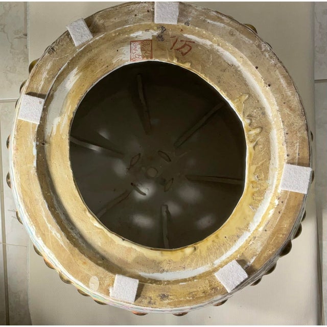 1980s Exquisite Vintage Chinese Famille Rose Porcelain Garden Seat With Dragon Motif For Sale - Image 5 of 12