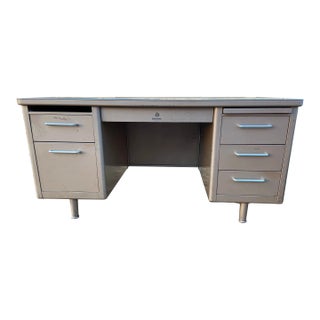 1970s Steelcase Tanker Desk Needs Restoration For Sale