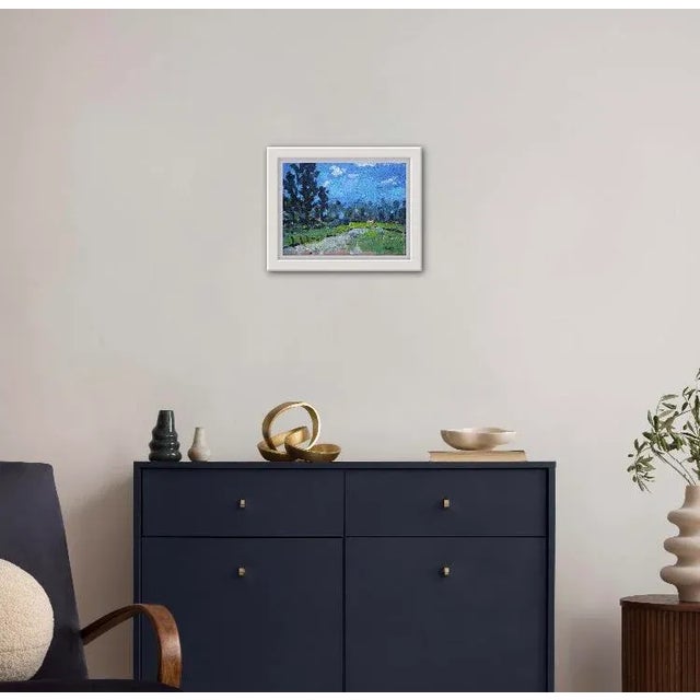 Blue Modern Contemporary Impressionist Landscape Oil Painting For Sale - Image 8 of 12