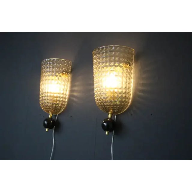 Textured Smoked Murano Glass Sconces, 1980s, Set of 2 For Sale - Image 3 of 12