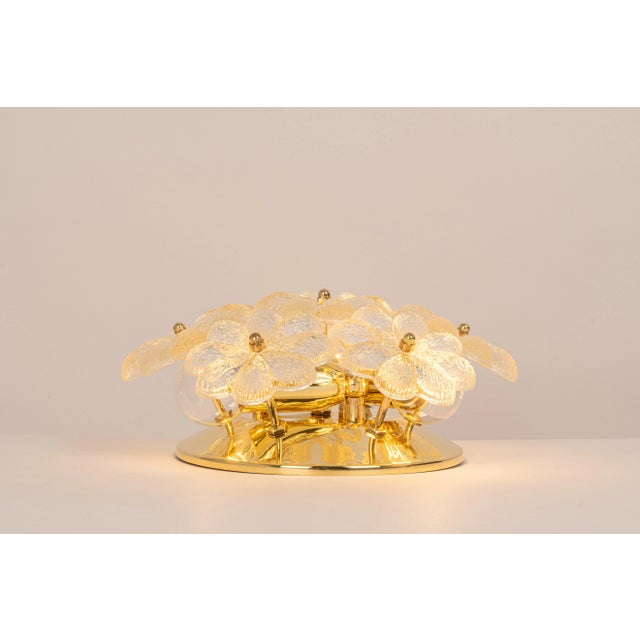 Metal Petite German Glass Flower Wall Light by Ernst Palme, 1970s For Sale - Image 7 of 11