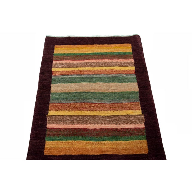 Hand-Knotted Gabbeh Rug with Stripes For Sale - Image 4 of 10