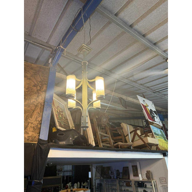 Art Deco Metal Chandelier For Sale - Image 3 of 12