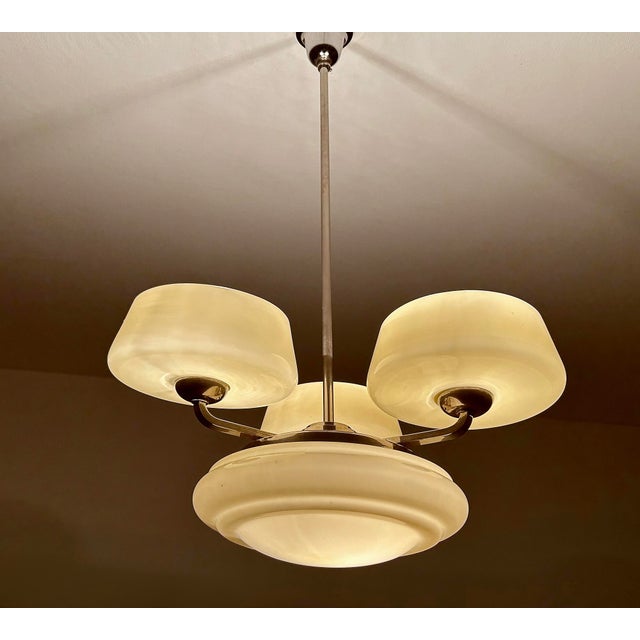 Ivory Art Deco Pendant Light in Glass, 1930s For Sale - Image 8 of 18