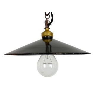 Industrial Black Enamel Light, 1930s For Sale