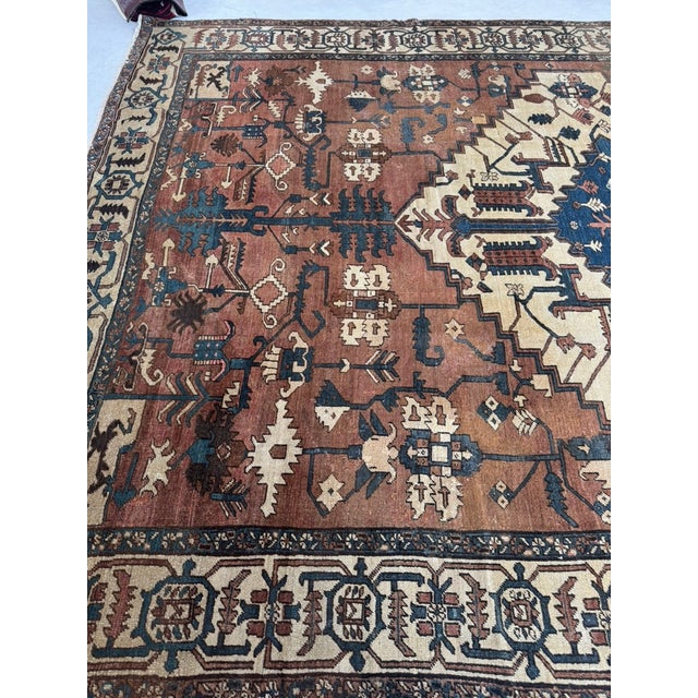 Antique Bakshayesh Artistic TRIBAL Amber hues True Gem Rug 9.6 x 13.7 For Sale In Milwaukee - Image 6 of 12