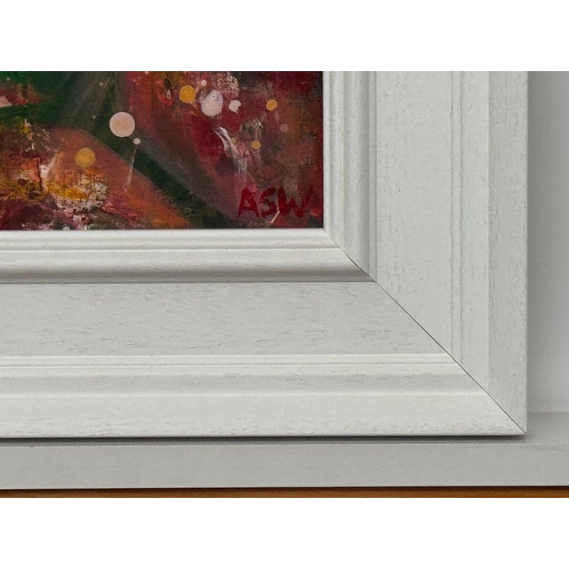 Ruby Red Ameryllis Study 2 - Miniature Abstract Floral Canvas Art by Contemporary Artist 2005 For Sale - Image 8 of 12