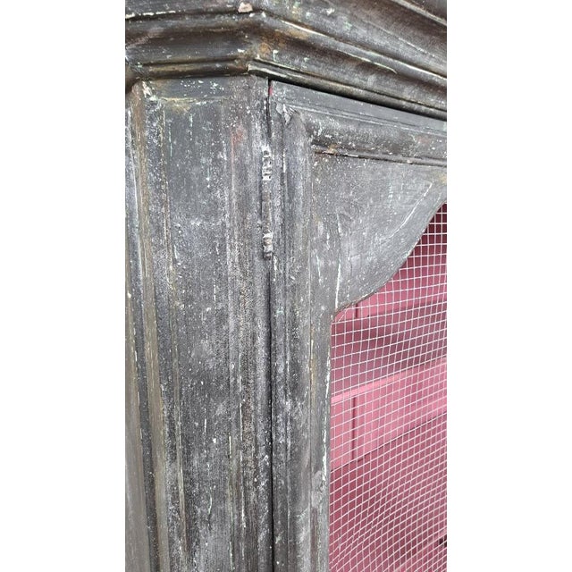 Matte Black Display Cabinet with Metal Mesh For Sale - Image 4 of 7