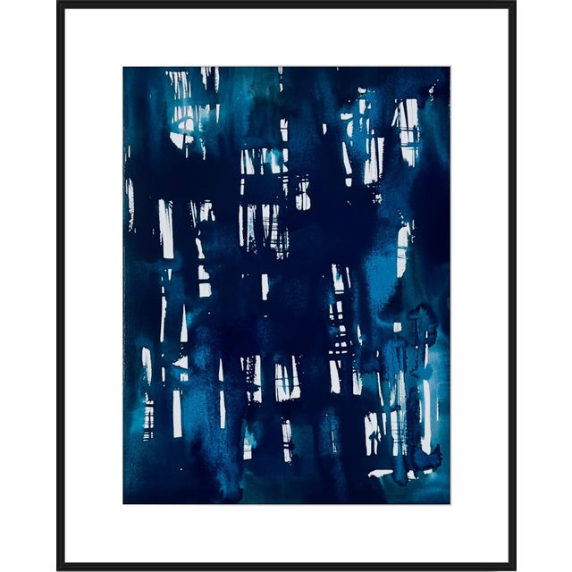 The Blue Night Abstract Ink on Paper For Sale