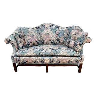 Late 20th Century Chippendale Style Camel Back Loveseat For Sale