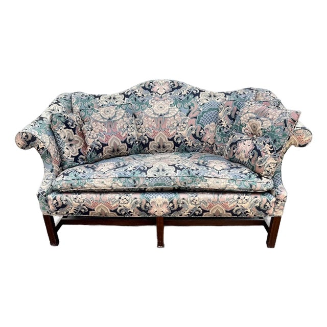Late 20th Century Chippendale Style Camel Back Loveseat For Sale
