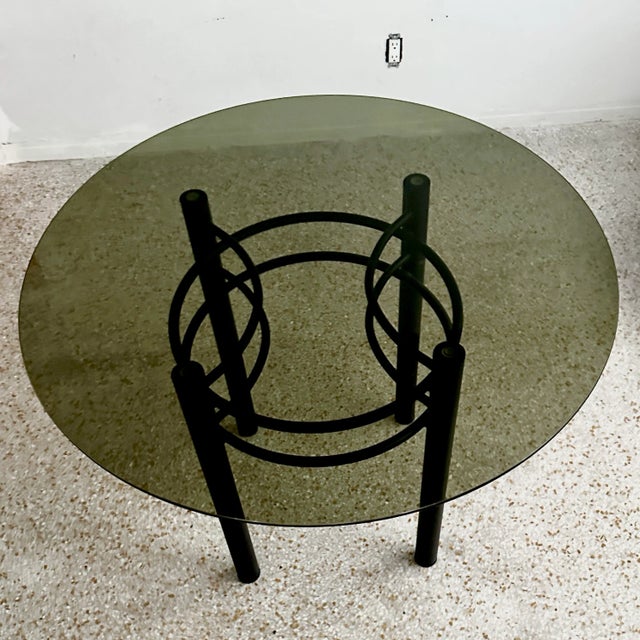 Metal Relocation Super Sale! Classic 1980s Tubular Metal and Tinted Glass Table For Sale - Image 7 of 10