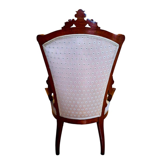 Antique “His” & “Hers” American Neo-Grec Upholstered Chair Set For Sale - Image 13 of 15