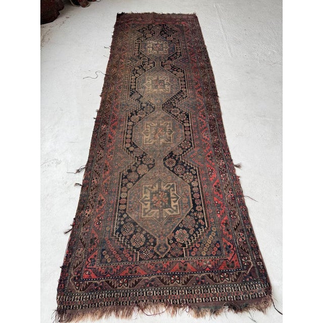 Antique Southwest Tribal Runner Deep Blackish Indigo Rug 3.4 x 9.6 For Sale - Image 10 of 12