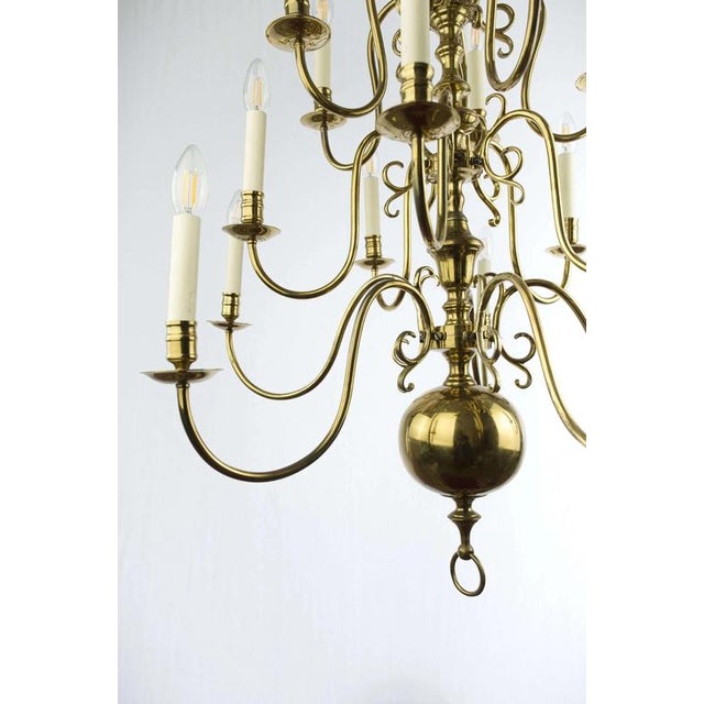 2000 - 2009 Dutch Brass 3-Tier Chandelier For Sale - Image 5 of 6